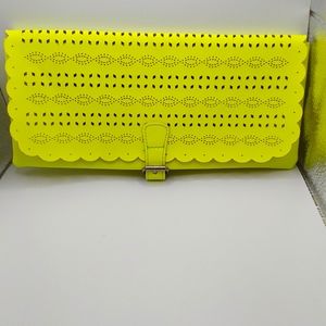 American Eagle Outfitters neon yellow vegan leather clutch